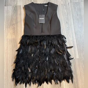 NWT Missguided Black Feather Mini Dress Size 8